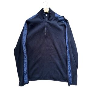 Hugo Boss Half-Zip Pullover - XL, Navy Blue with Blue Stripe, Pockets, Excellent